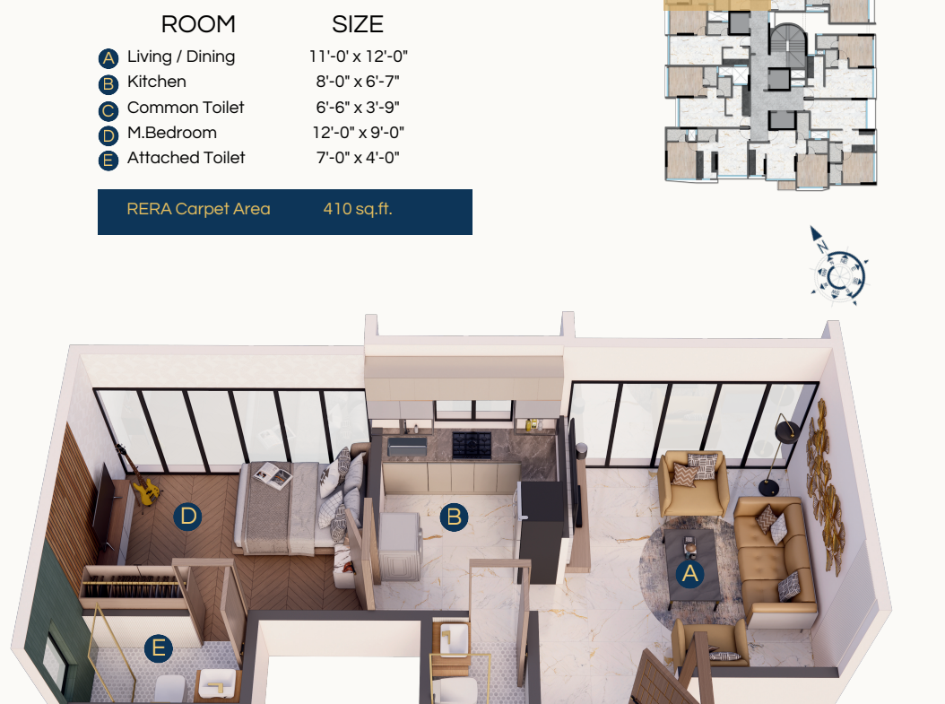 DTG Aurum Jogeshwari east 1bhk rera capert area plan